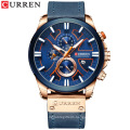 CURREN 8346 Mens Watches Chronograph Quartz Waterproof Calendar Wristwatches Luxury Luminous Leather Watch Relogio Masculino